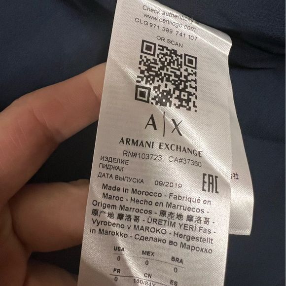 Armani Exchange Blazer Women's 0 Navy Blue Polyester One Button Mesh Sides NWT - Picture 5 of 10